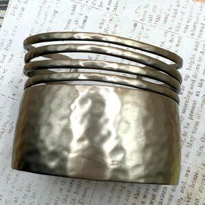Silpada Wide Elegant Hammered Cuff Bracelet Brass Bronze Wide Designer